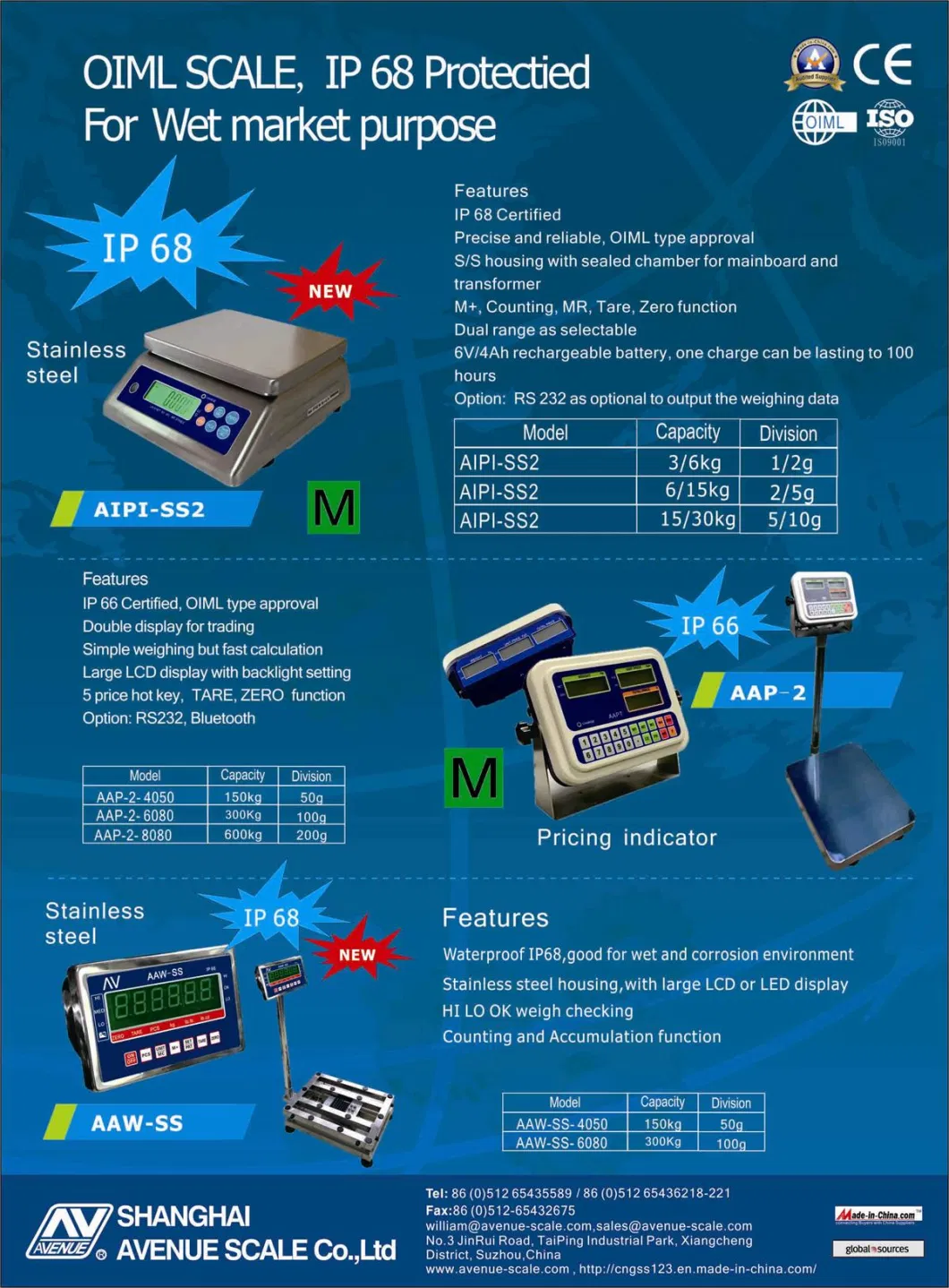 OIML Scale Waterproof Weighing Electronic Scale (AIPI-SS2)